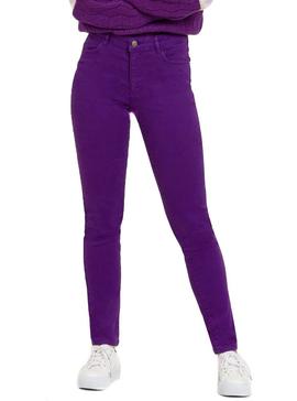 Pantalon Naf Naf Pitillo Violeta Para Mujer