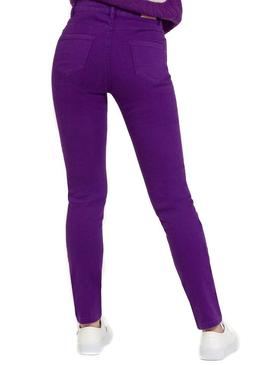 Pantalon Naf Naf Pitillo Violeta Para Mujer