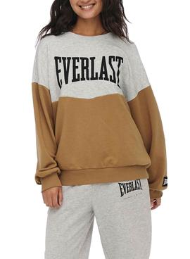 Sudadera Only Everlast Colorbock Marron Gris Mujer