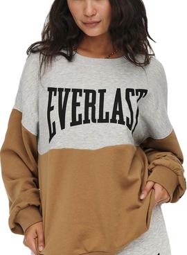 Sudadera Only Everlast Colorbock Marron Gris Mujer