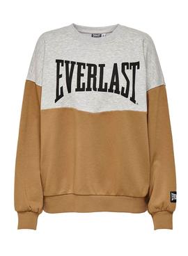 Sudadera Only Everlast Colorbock Marron Gris Mujer