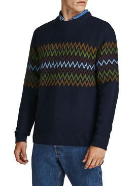 Jersey Jack And Jones Jacquard Marino para Hombre