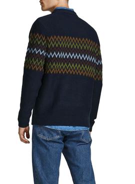 Jersey Jack And Jones Jacquard Marino para Hombre