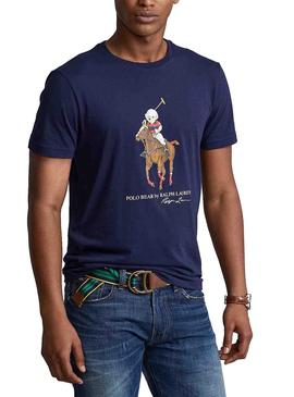 Camiseta Polo Ralph Lauren Bear Marino Para Hombre