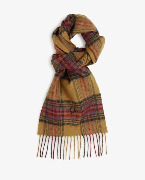 Bufanda Fred Perry en Tartan Marrón y Laurel bordado Hombre