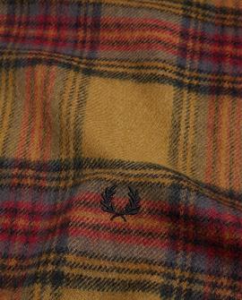 Bufanda Fred Perry en Tartan Marrón y Laurel bordado Hombre