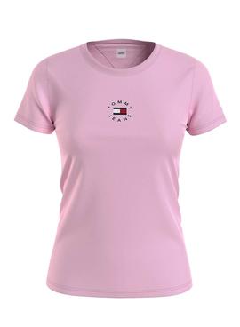 Camiseta Tommy Jeans Slim Tiny Rosa para Mujer