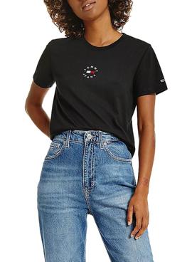 Camiseta Tommy Jeans Slim Tiny Negro para Mujer