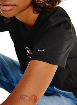 Camiseta Tommy Jeans Slim Tiny Negro para Mujer