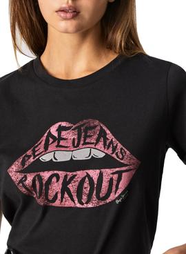 Camiseta Pepe Jeans Lips Negro para Mujer