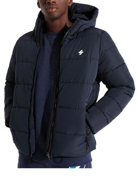 Chaqueta Superdry Hooded Puffer Marino Para Hombre