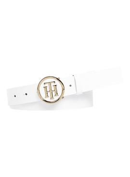 Cinturón Tommy Hilfiger Round Buckle Blanco Mujer