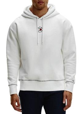 Sudadera Tommy Jeans Tiny Circu Blanco Para Hombre