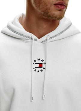 Sudadera Tommy Jeans Tiny Circu Blanco Para Hombre