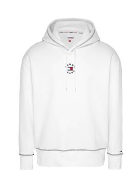 Sudadera Tommy Jeans Tiny Circu Blanco Para Hombre