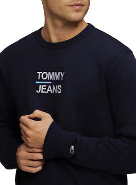 Sudadera Tommy Jeans Essential Crew Marino Hombre