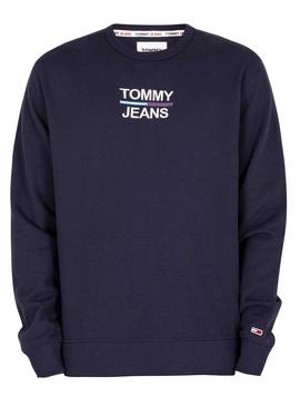 Sudadera Tommy Jeans Essential Crew Marino Hombre