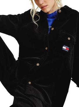 Sobrecamisa Tommy Jeans Cord Negro para Mujer