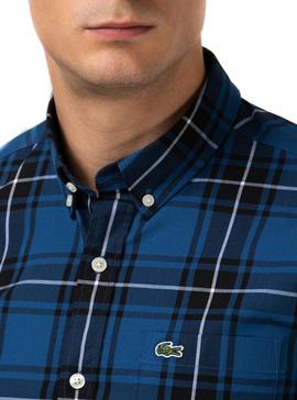 Camisa Lacoste Popelin Azul para Hombre