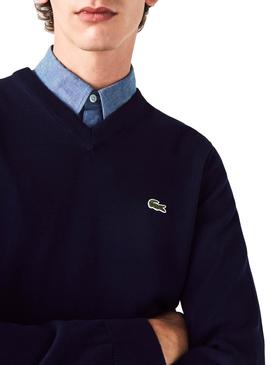 Jersey Lacoste V Neck Azul Marino para Hombre