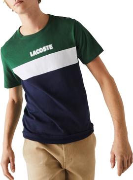 Camiseta Lacoste Color Block Verde para Hombre