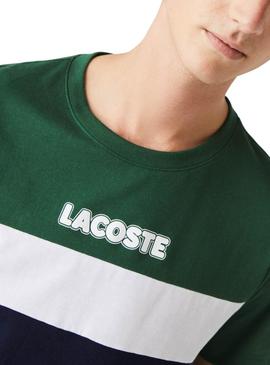 Camiseta Lacoste Color Block Verde para Hombre
