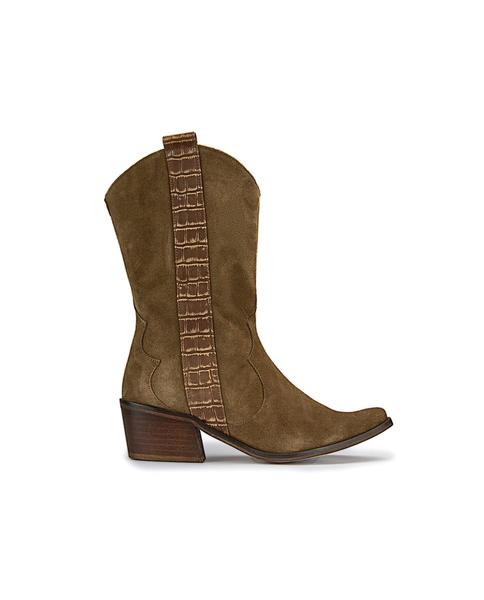 Botas Popa Cowboy Serraje Marron De mujer