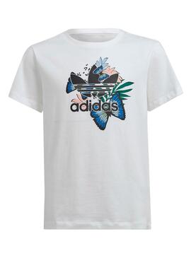 Camiseta Adidas Studio London Flores Blanca Niña