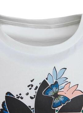 Camiseta Adidas Studio London Flores Blanca Niña