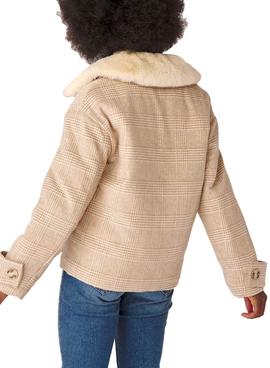 Abrigo Naf Naf Cuadros Beige Para Mujer