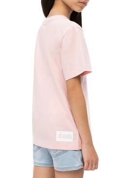 Camiseta Calvin Klein Logo Rosa Para Niña