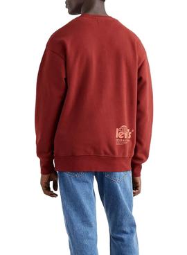 Sudadera Levis Relaxed Graphic Crew Granate Hombre