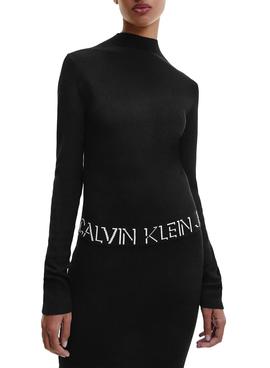 Jersey Calvin Klein Jeans Logo Slim Negro Mujer