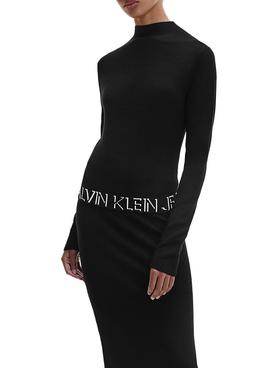 Jersey Calvin Klein Jeans Logo Slim Negro Mujer