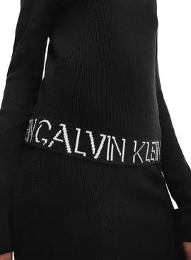 Jersey Calvin Klein Jeans Logo Slim Negro Mujer
