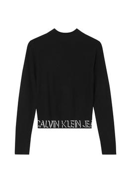 Jersey Calvin Klein Jeans Logo Slim Negro Mujer