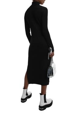 Vestido Calvin Klein Midi Cuello Vuelto Negro