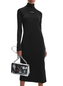 Vestido Calvin Klein Midi Cuello Vuelto Negro