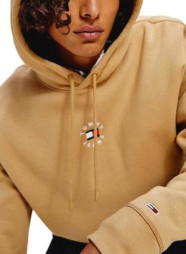 Sudadera Tommy Jeans Tiny Circu Camel Para Hombre
