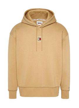 Sudadera Tommy Jeans Tiny Circu Camel Para Hombre