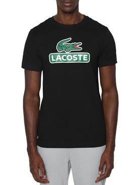 Camiseta Lacoste Sport Logo Negro Para Hombre