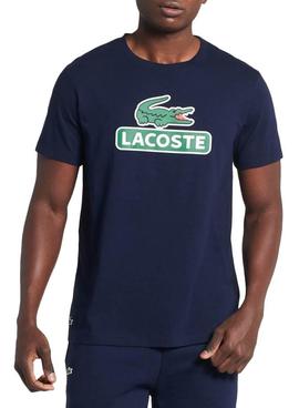 Camiseta Lacoste Sport Logo Marino Para Hombre