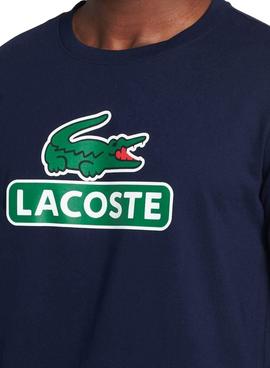 Camiseta Lacoste Sport Logo Marino Para Hombre