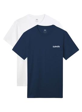 Pack 2 Camisetas Levis Graphic Azul Blanco Hombre