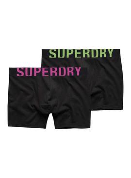 Pack Dos Calzoncillos Superdry Logo Negro Hombre