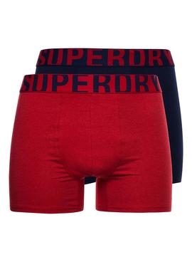 Pack Dos Calzoncillos Superdry Logo Rojo Marino