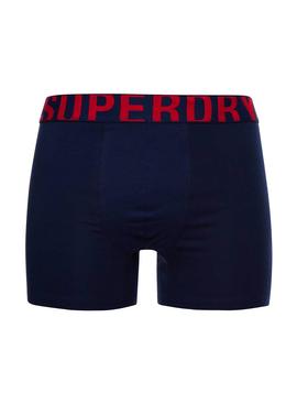 Pack Dos Calzoncillos Superdry Logo Rojo Marino