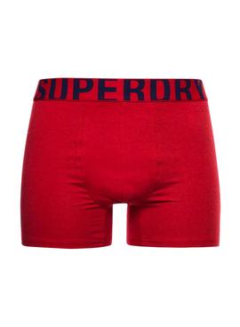 Pack Dos Calzoncillos Superdry Logo Rojo Marino