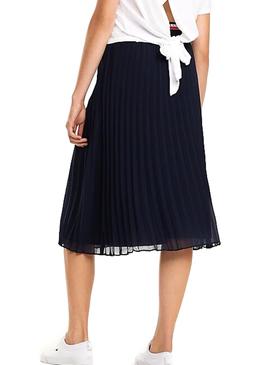 Falda Tommy Jeans Midi Pleated Marino Mujer