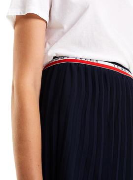 Falda Tommy Jeans Midi Pleated Marino Mujer